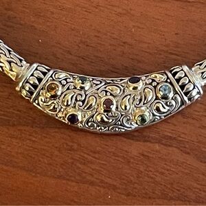 Elegant Silver Necklace with Gem Accents